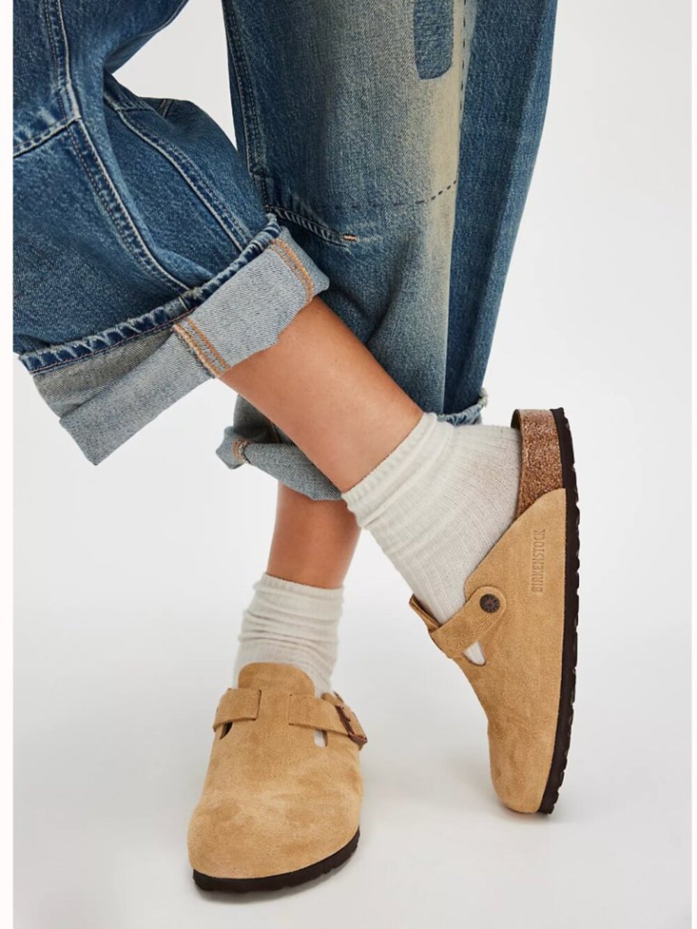 Birkenstock Tan Suede Boston Clogs